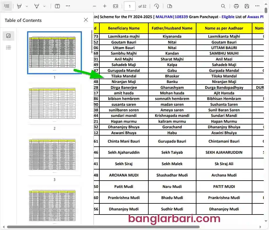 Bankura Banglar Bari List 2025 Download