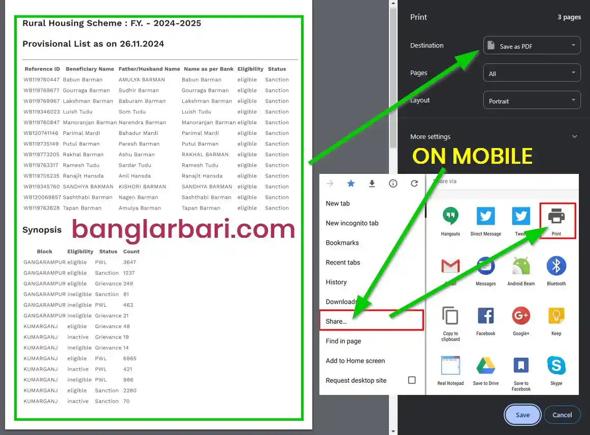 Dakshin Dinajpur Banglar Bari List Download 2025