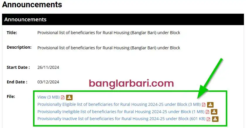 Jalpaiguri Division Banglar Bari List Announcements 2025