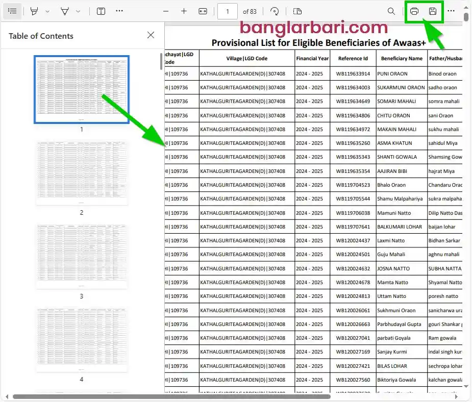 Jalpaiguri Banglar Bari List Download 2025