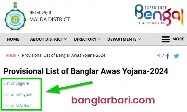Malda Banglar Bari List Announcements 2025